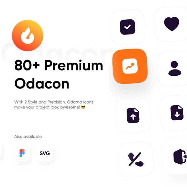 80个高级圆角通用线性图标 Odacon Premium Icons