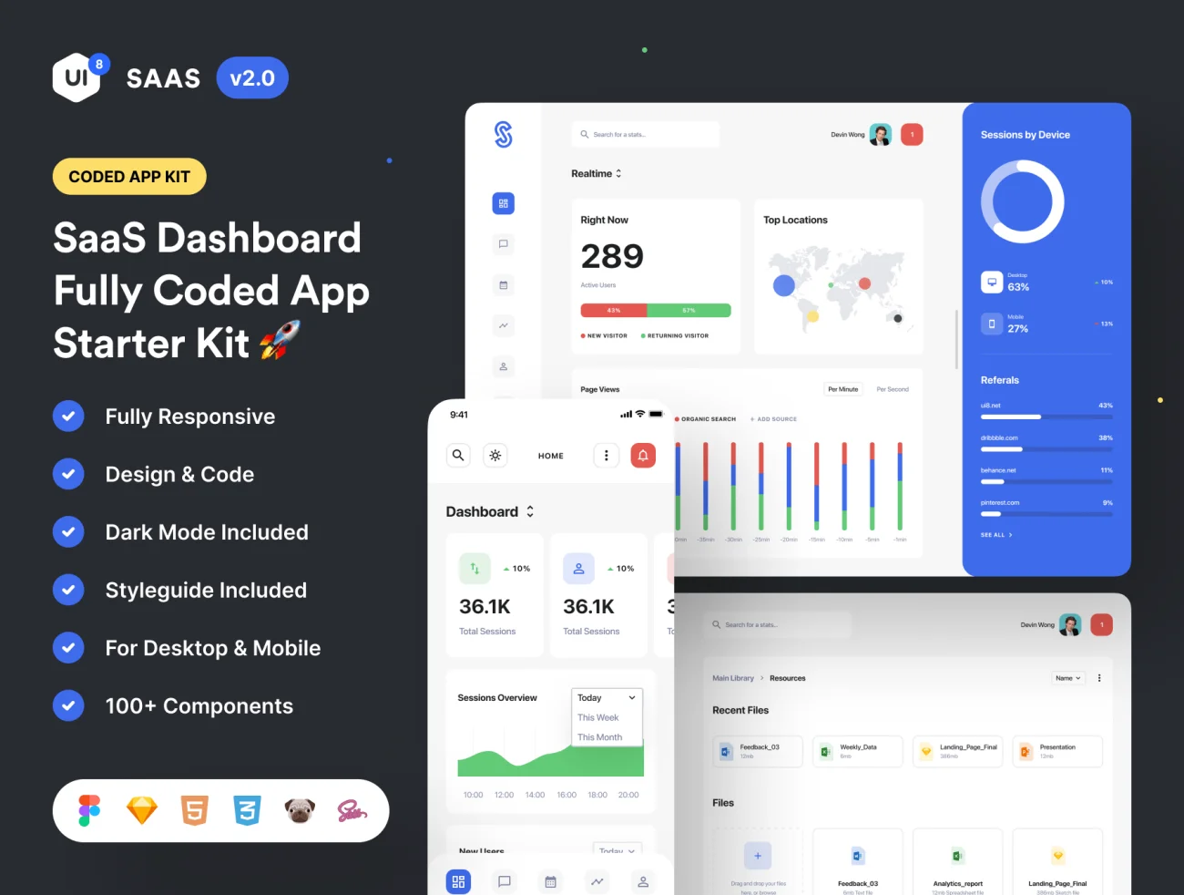 28屏SaaS后台数据仪表台应用入门套件UI工具包 SaaS Dashboard App Starter Kit 2.0插图9