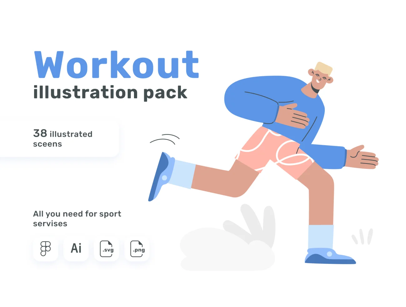 38屏运动健身体育锻炼扁平化矢量插图 Workout illustration pack插图1