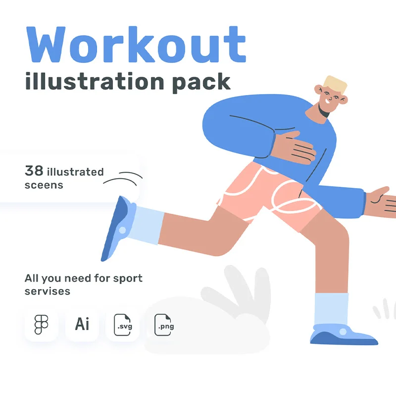 38屏运动健身体育锻炼扁平化矢量插图 Workout illustration pack缩略图到位啦UI