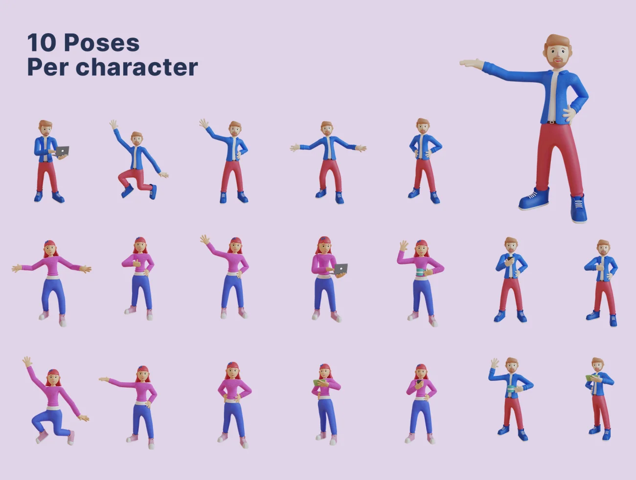 20款3D人物角色姿势场景自定义插画合集 3D Illustration Character Pack插图5