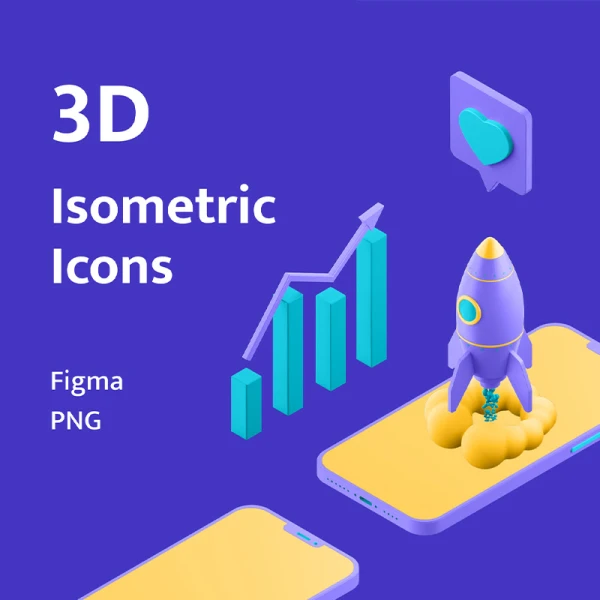 40款3D炫酷等距常用物品立体图标合集 3D Isometric Icons