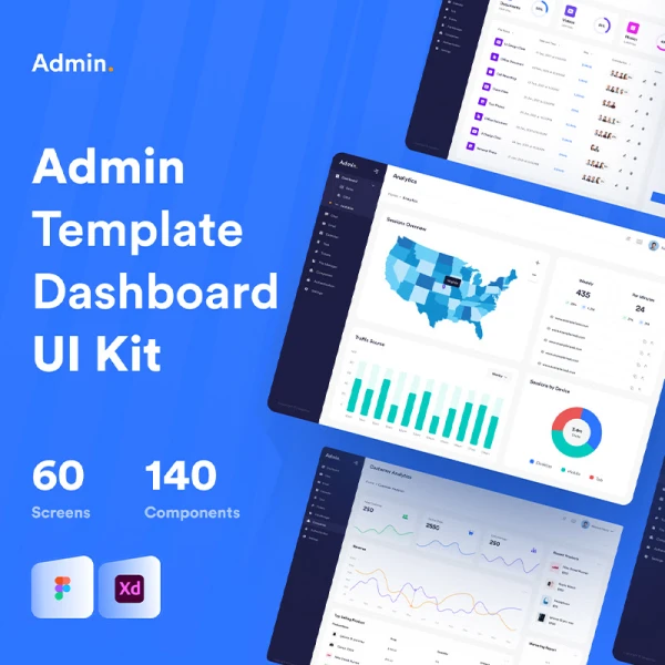 60款独特网站后台数据管理仪表板模板UI套件 Admin Dashboard Template UI KIT