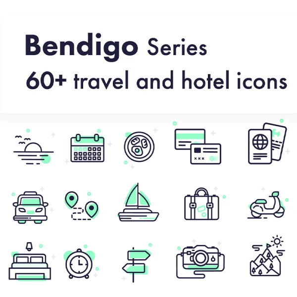 61个旅行酒店双色高光图标 Bendigo - Travel and hotel
