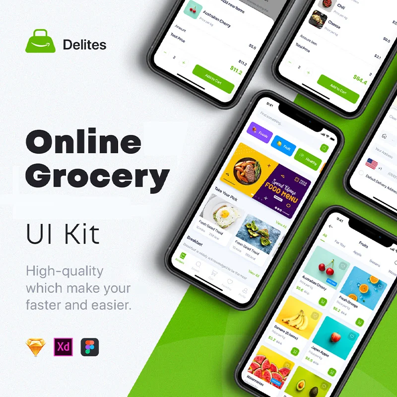 33屏在线日用白货烹饪食谱UI套件 Delites – Online Grocery & Recipes Ul Kit插图17