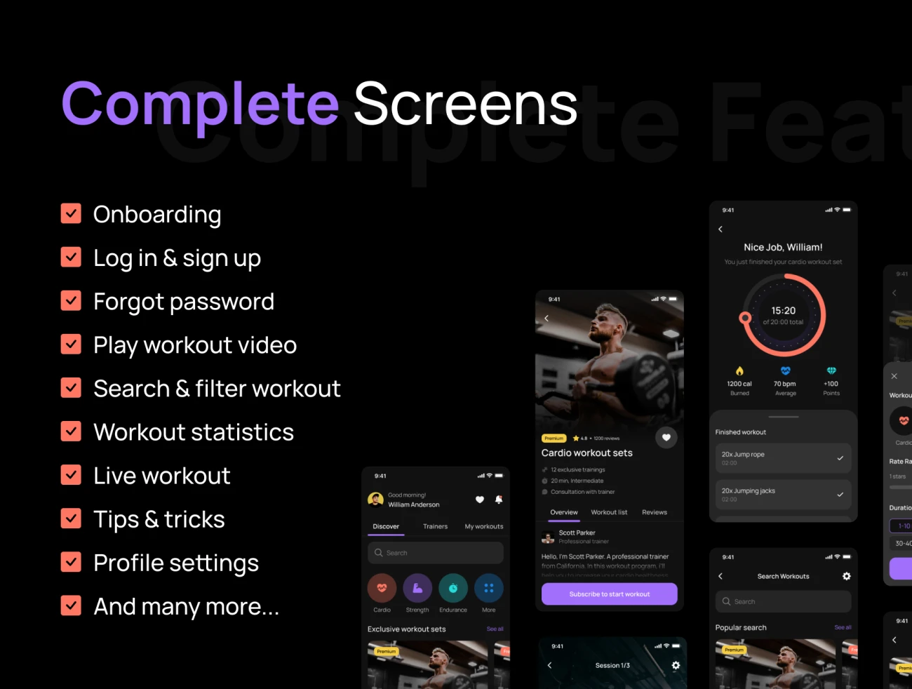 50屏健身运动应用 UI设计套件 Fitly App – Modern Fitness App UI Design Kit 血压数据监控插图9