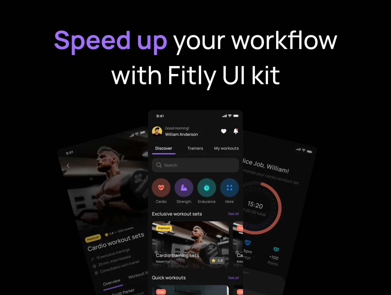 50屏健身运动应用 UI设计套件 Fitly App – Modern Fitness App UI Design Kit 血压数据监控插图15