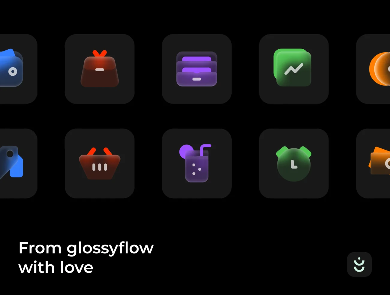 66款半透明彩色毛玻璃拟物风格常用图标合集 Glossy66 icons插图1