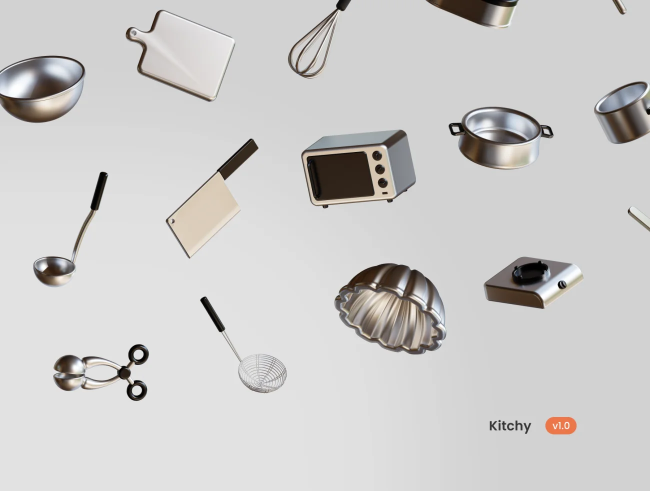 30款厨房炊具锅碗瓢盆3D图标合集 Kitchy – 3D Cooking ware Icons插图9