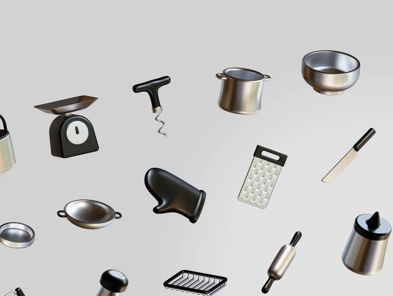 30款厨房炊具锅碗瓢盆3D图标合集 Kitchy – 3D Cooking ware Icons插图11
