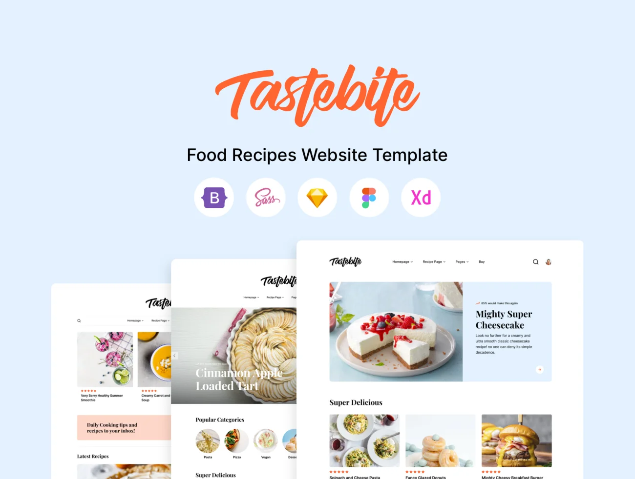 食谱分享推荐web网站设计模板含源码 Tastebite – Food Recipes Website Template插图1