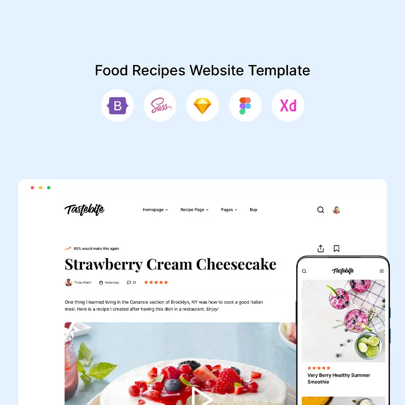 食谱分享推荐web网站设计模板含源码 Tastebite – Food Recipes Website Template插图13