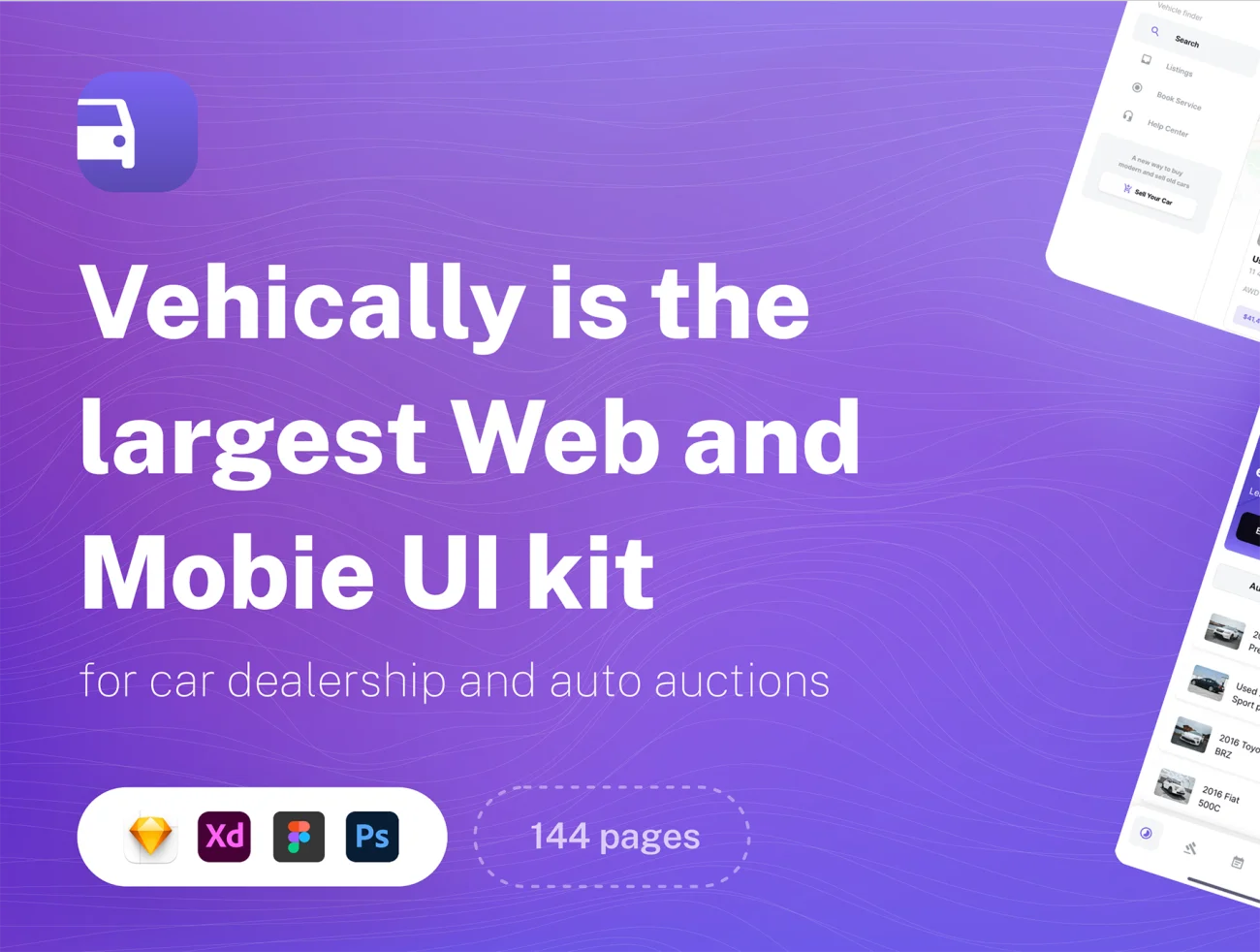 71屏汽车销售拍卖平台web无线UI设计套件 Vehically – Web and Mobile UI kit插图1