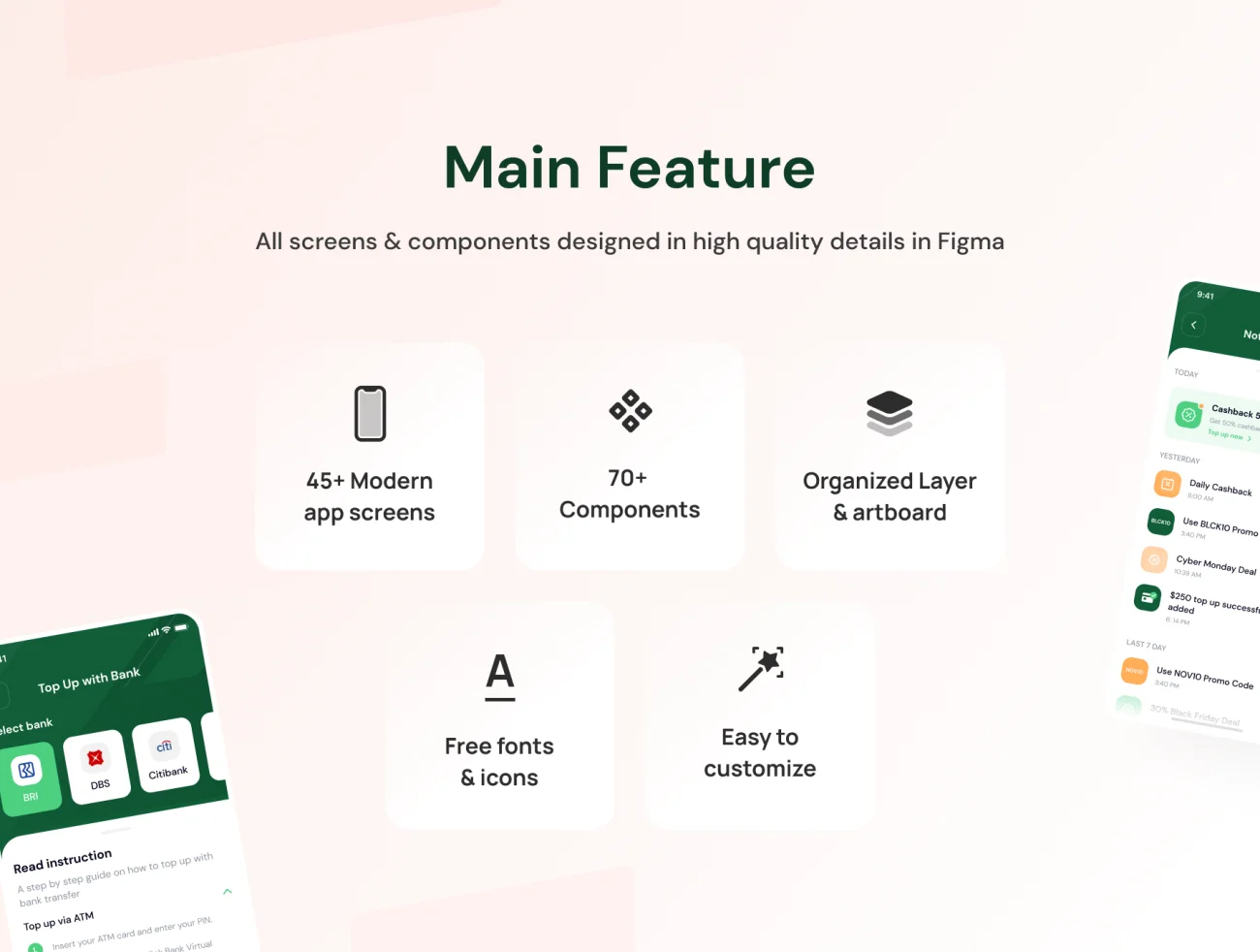 45屏电子钱包金融行业现代风格应用UI设计套件 Wpay App – Modern E-wallet App UI Design Kit插图3