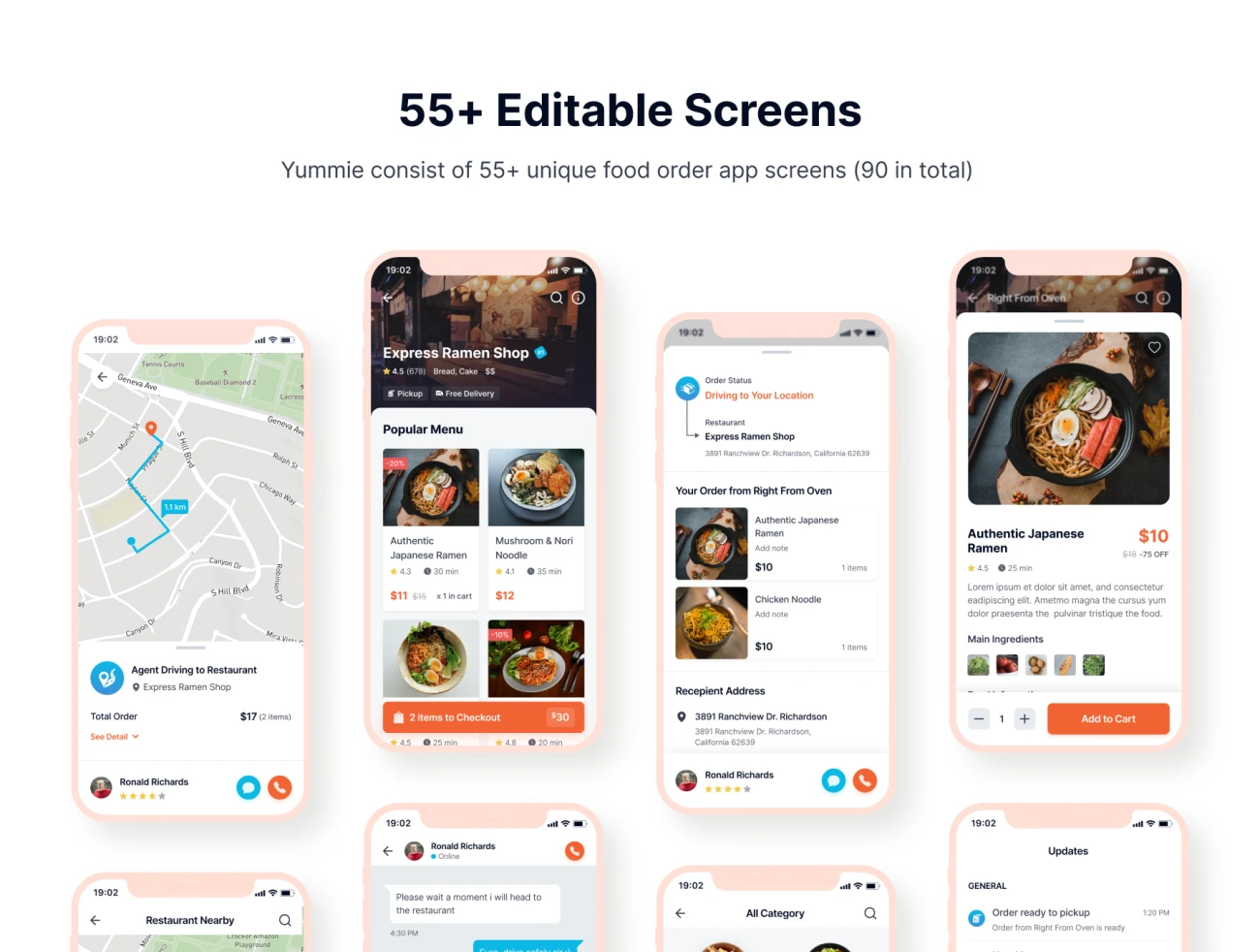 55屏高端美食点餐应用UI设计套件 Yummie Premium Food Order App UI Kit插图5