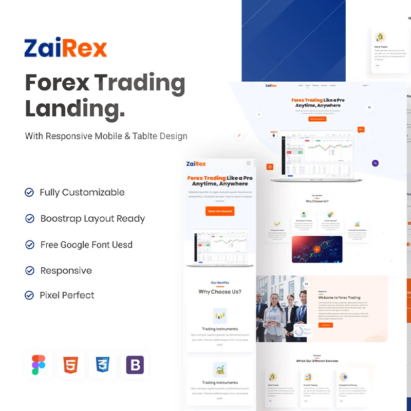 外汇股票债券金融交易促销着陆页设计模板含源码 Zairex – Forex Trading Landing (Design + Code)插图13
