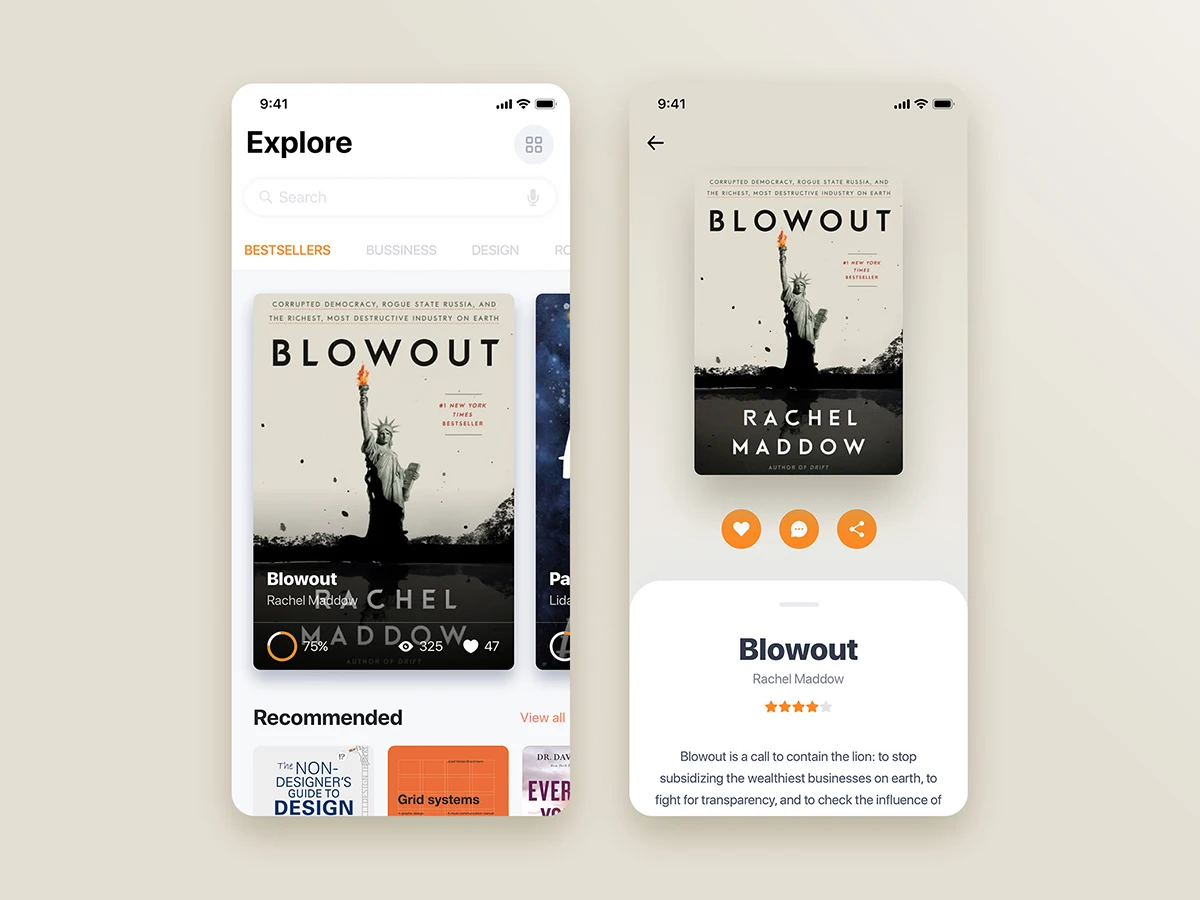 在线电子书店手机应用UI设计套件 book store mobile app concept插图1