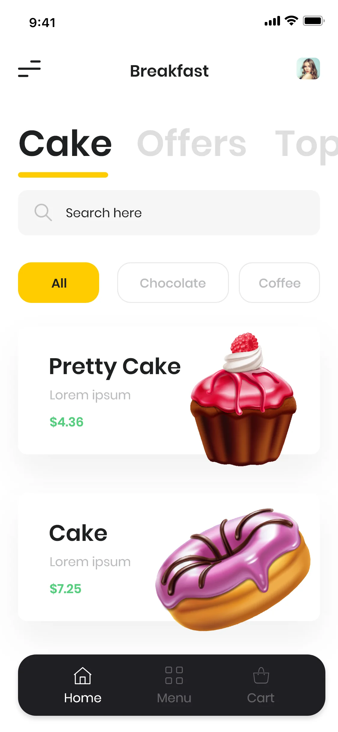 甜品蛋糕在线商店应用UI设计套件 cake shop app ui插图1