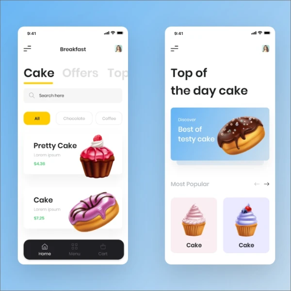 甜品蛋糕在线商店应用UI设计套件 cake shop app ui
