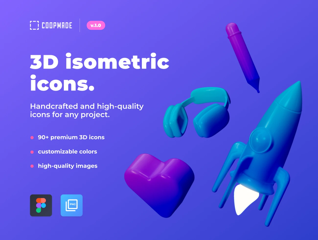 90款3D炫酷等距常用物品立体图标合集 coopmade 3D Isometric Icons-3D/图标-到位啦UI