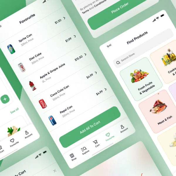 35屏水果蔬菜日用品在线超市应用UI设计套件 Agrofruit - Groceries App UI Kit