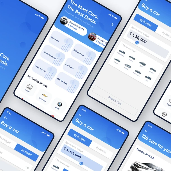 汽车二手车销售交互动画设计组件 car marketplace app concept
