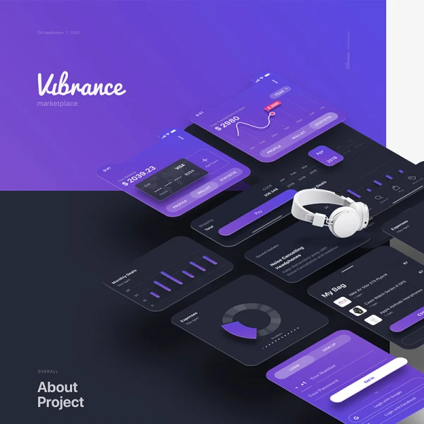 金融交易应用交互动画UI设计套件 vibrance marketplace app