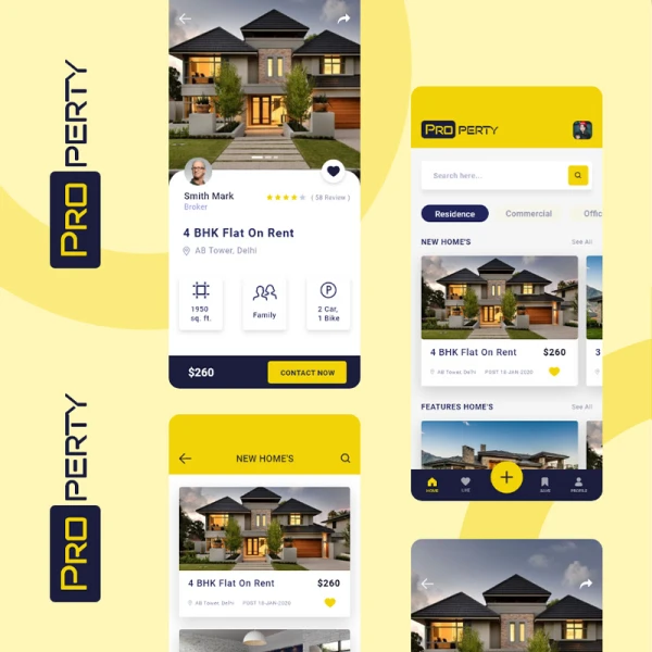 新房二手房出租销售应用设计模板 property rent app design