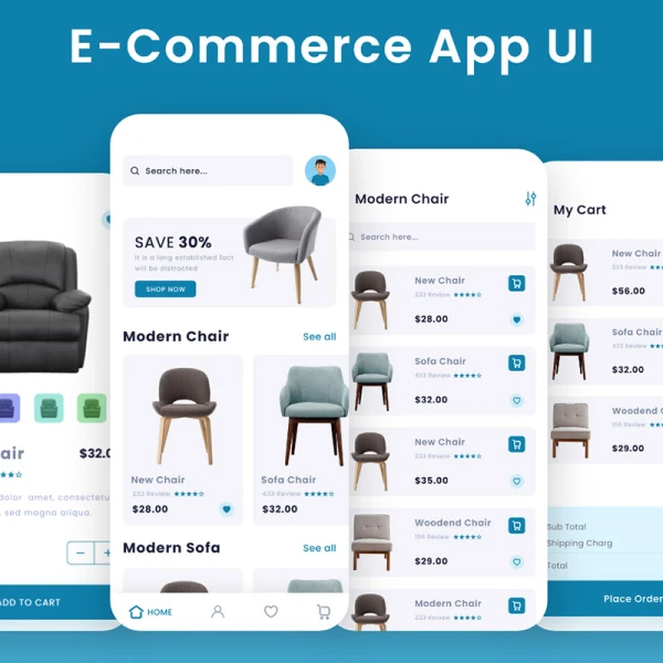 家具应用UI设计模板 furniture e commerce app