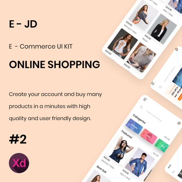 潮流服饰在线商店应用xd设计套件 e-commerce ui 2