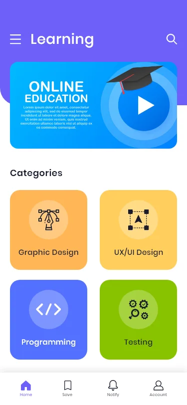 设计前端后端在线学习应用设计套件 e-learning app ui-UI/UX、ui套件、卡片式、应用-到位啦UI