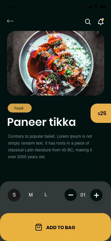 餐馆点餐应用深色主题ui模板 food app dark theme ui-UI/UX、应用、预订-到位啦UI