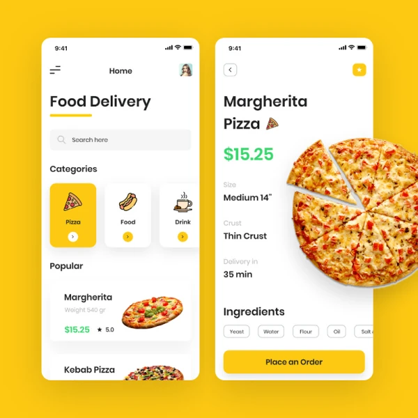 披萨美食饮料食品点餐应用UI设计套件 food app ui design