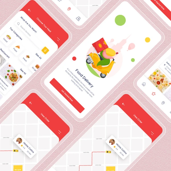 美食外卖送餐应用ui设计模板 food delivery app ui