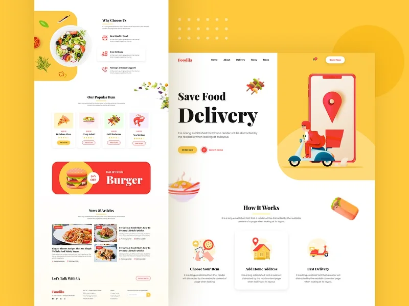 送餐应用设计套件 food delivery web design-UI/UX、应用、预订-到位啦UI
