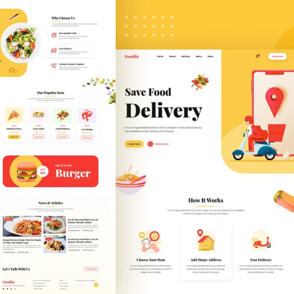 送餐应用设计套件 food delivery web design