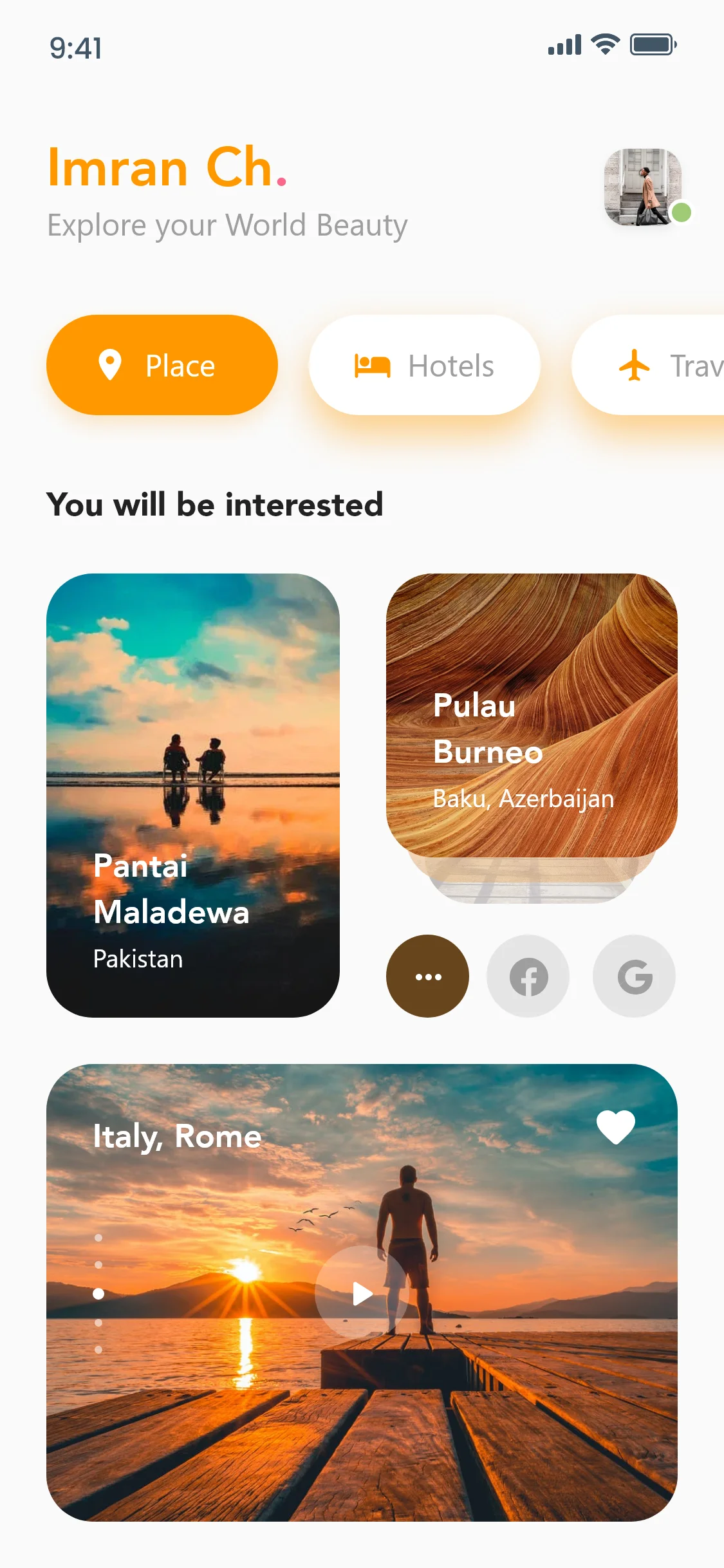 旅游应用ui概念设计模板 travel app travel app ui design concept插图5