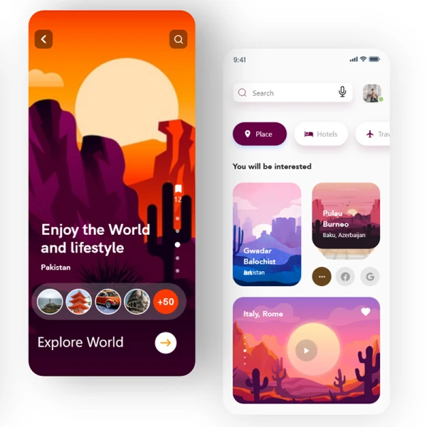 旅游景点门票酒店预订应用UI设计素材 travel app v2 travel app ui design concept hotel booking app