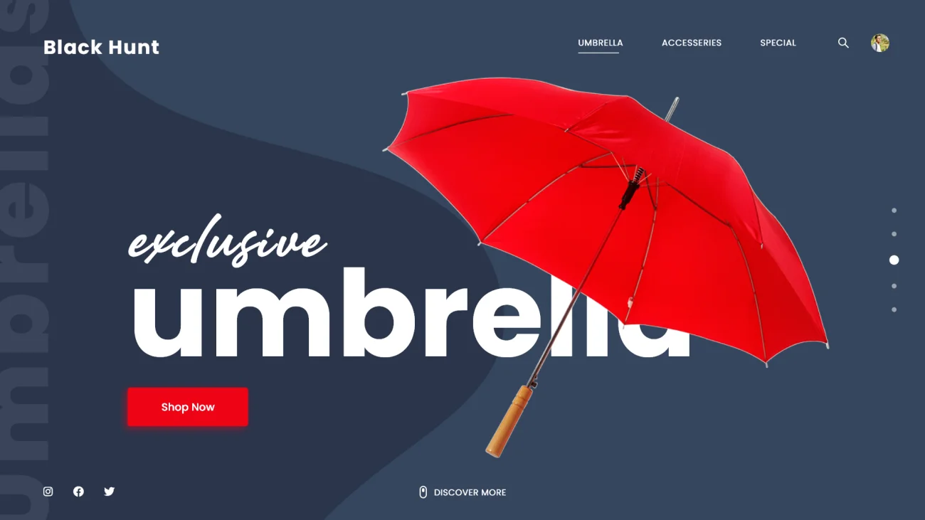 雨伞网站着陆页模板 umbrella landing page-UI/UX、应用、海报、着陆页、网站-到位啦UI