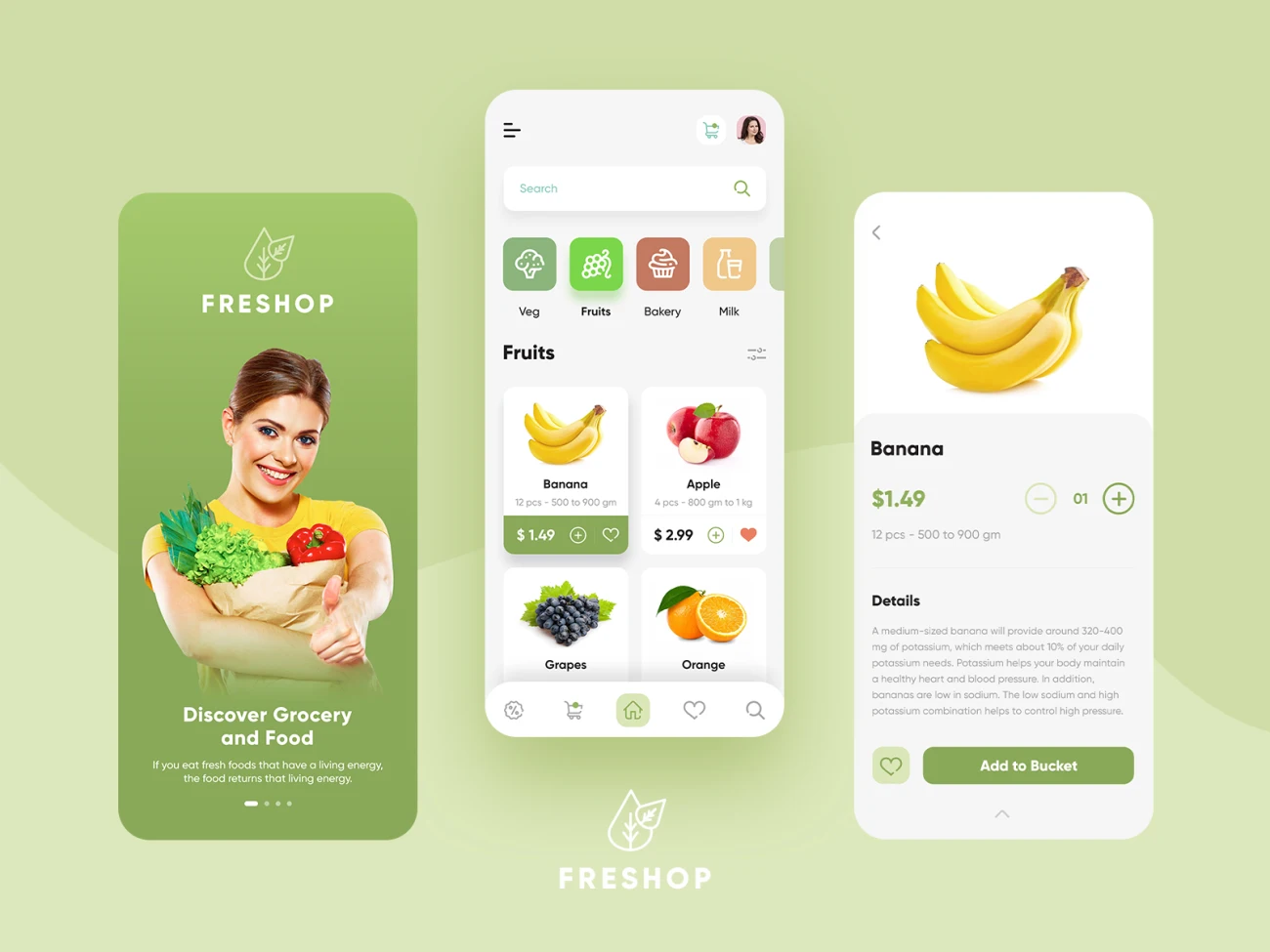 生鲜蔬菜水果日用品采购应用设计模板 grocery mobile app-ui套件、应用、网购-到位啦UI