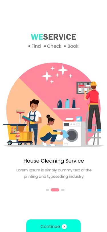 家庭清洁保洁服务应用设计套件 home cleaning and repair service booking mobile app ui kit-应用-到位啦UI