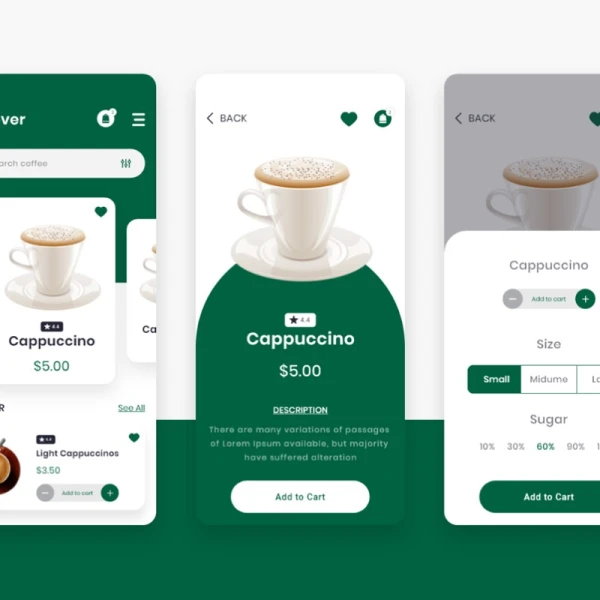 咖啡点餐应用UI设计模板 coffee delivery app ui