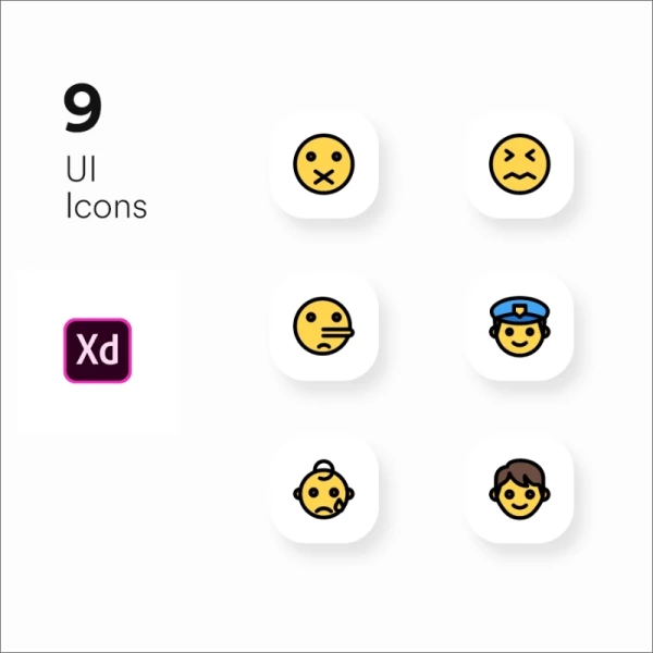 适用于Adobe XD的表情图标ui套件 icons ui kit for adobe xd