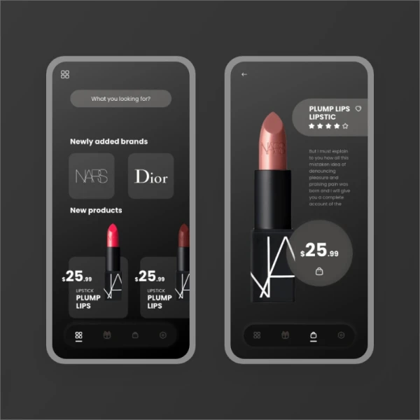 美容化妆品美妆工具网购应用电子商务商店UI模板 makeup beauty mobile app exploratione commerce shop