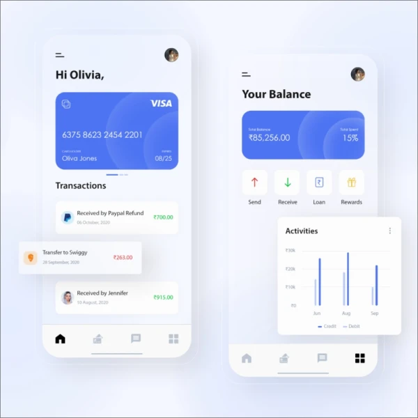 手机银行应用UI模板 mobile banking app