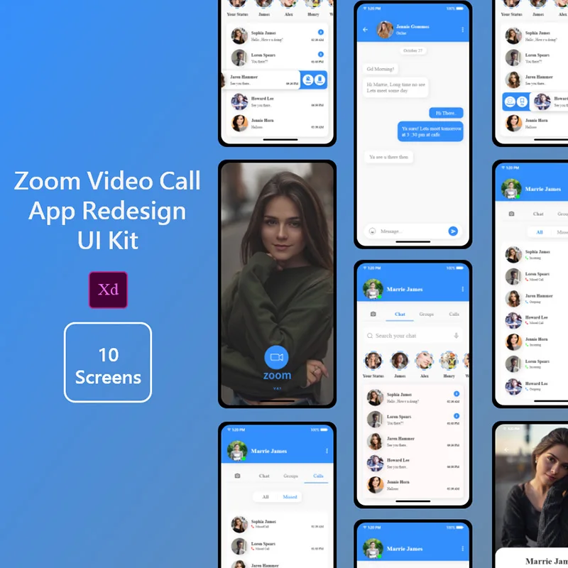 多人视频通话公司网络会议应用重构 zoom video call app redesign缩略图到位啦UI