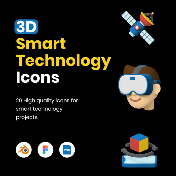 20款人工智能技术科技3D图标合集 3D Smart Technology Icon