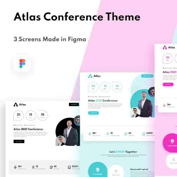 3套活动会议主题现代风格网站figma模板 Atlas Conference Theme