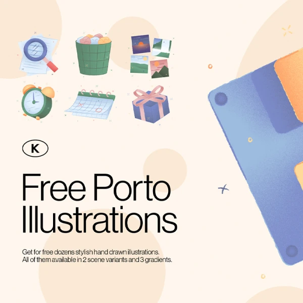 20款出海港口货柜数据可视化场景手绘矢量插图合集 Free Porto Illustrations