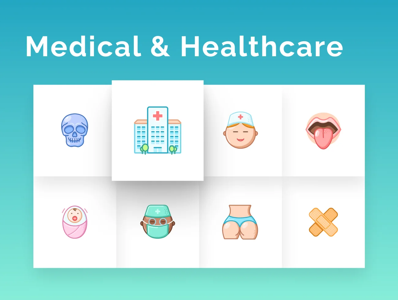 64个多彩趣味医疗健康图标合集 Medical & Healthcare Icons Set-3D/图标-到位啦UI